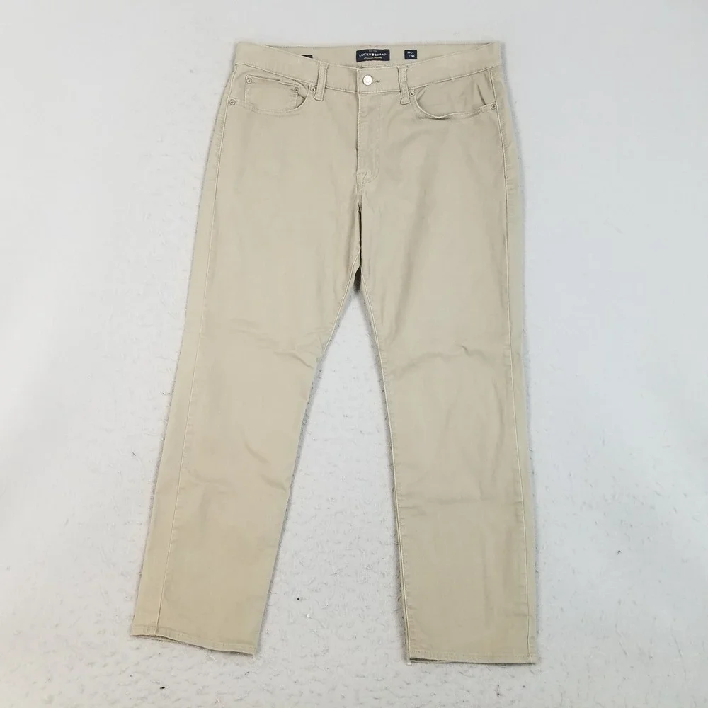 Lucky Brand Pants Mens 36x30 Tan 121 Slim Khaki‎ Chino Stretch 5-Pocket Jeans